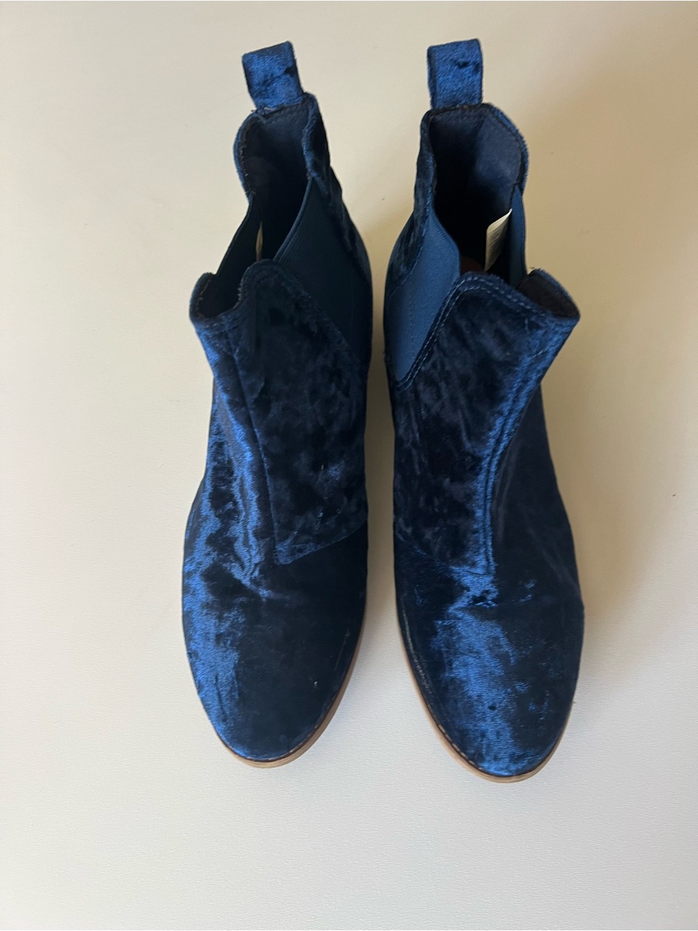 Women's Navy Velour Boots Toms